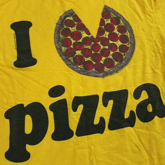 Yellow Kids Pizza Graphic T-Shirt size Large - Picture 2 of 6